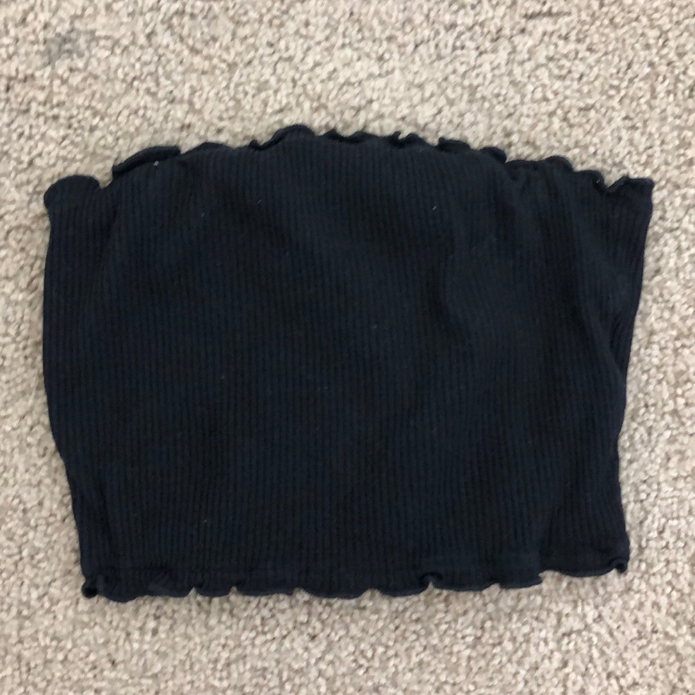 Black Ruffle Tube Top